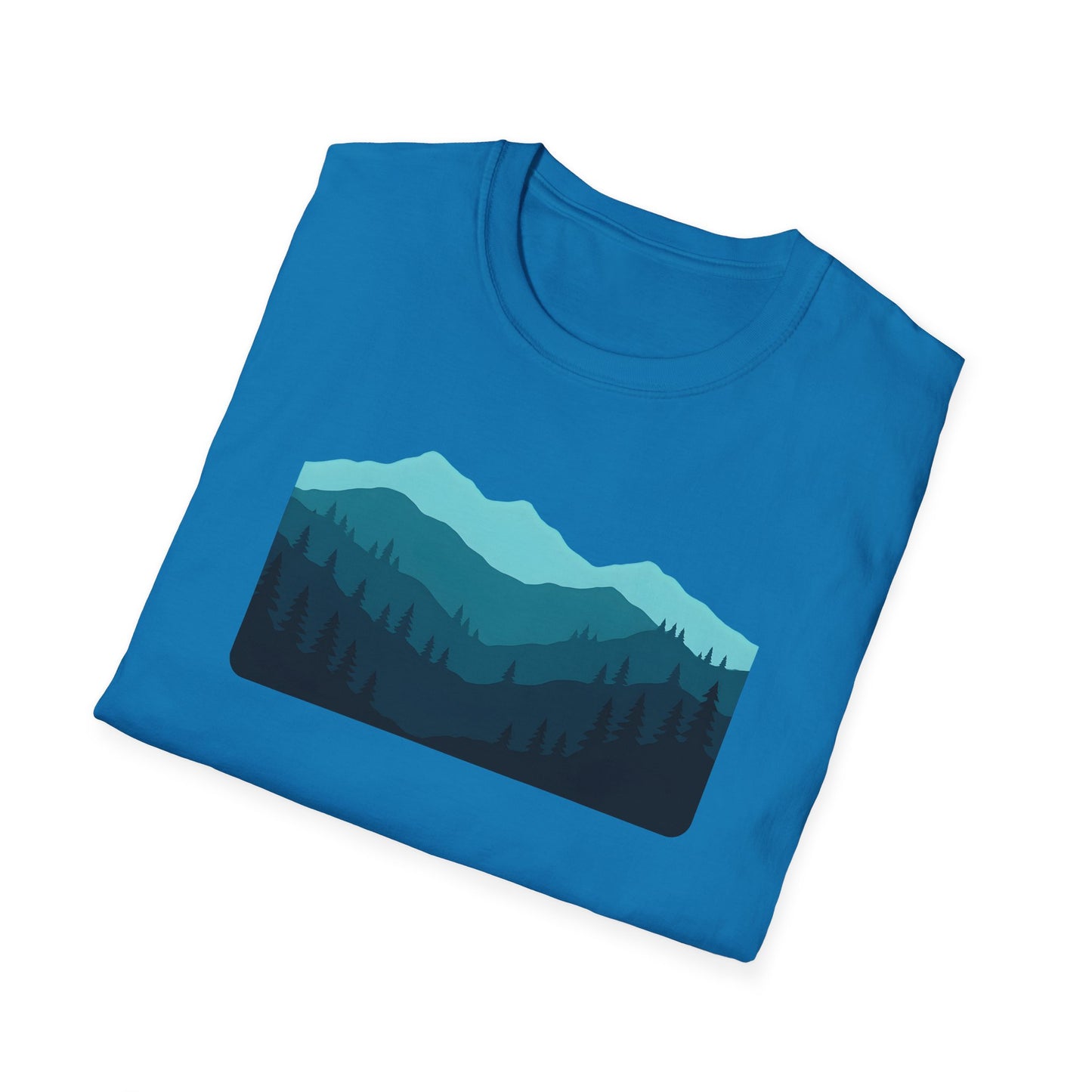 Layered Teal Mountain Landscape T-shirt