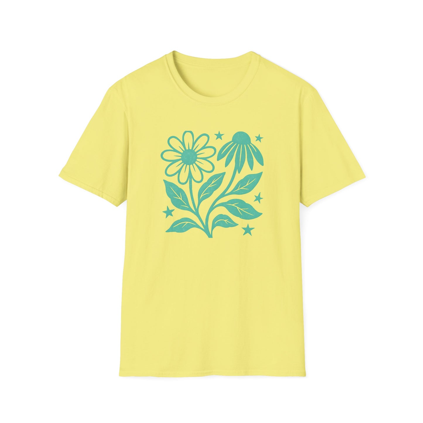Flowers Under The Stars Ink Print T-shirt