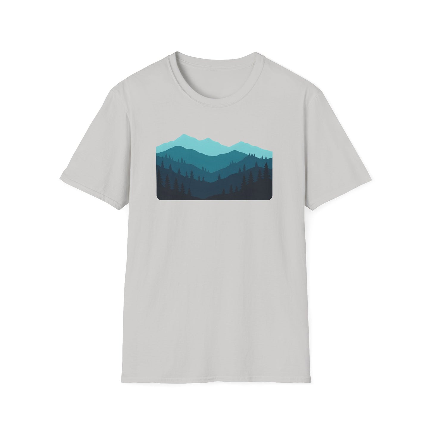Layered Teal Mountain Landscape T-shirt