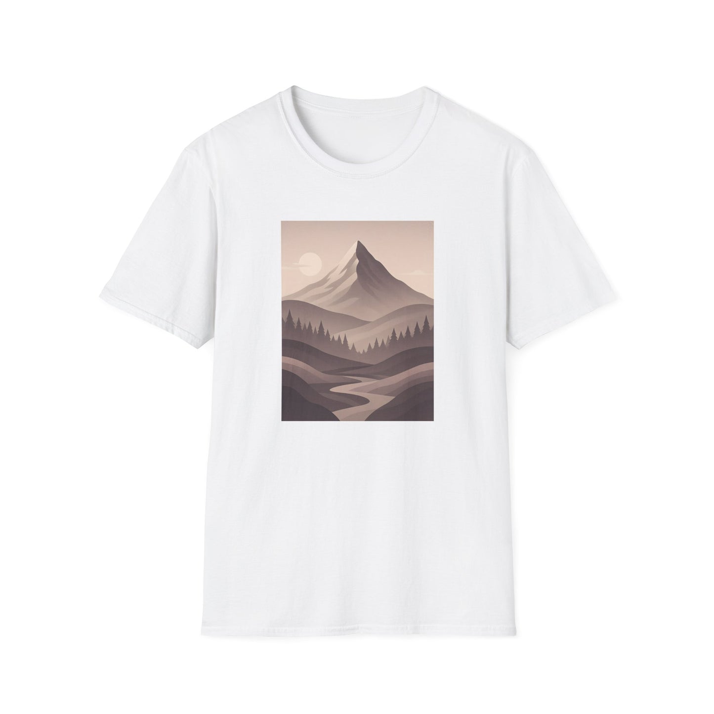 Layered Valley Greyscale Landscape T-shirt