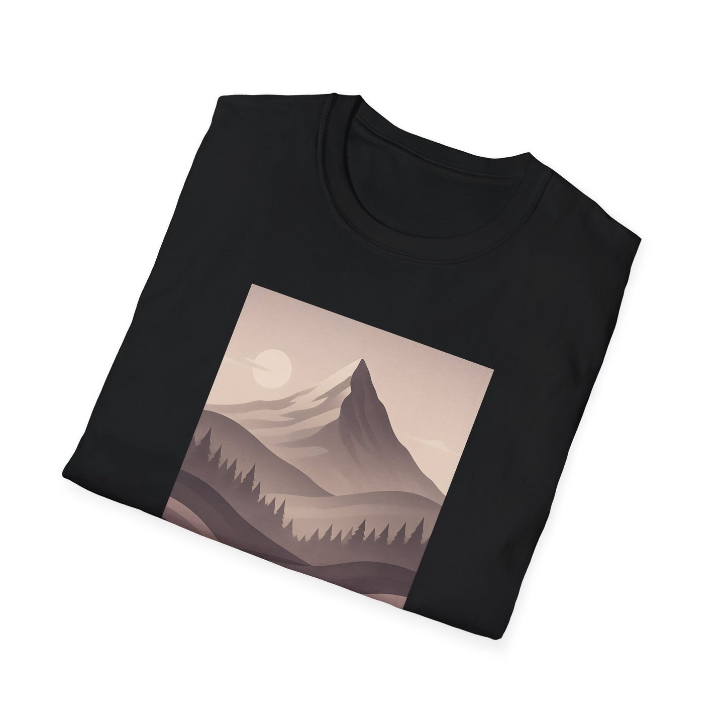 Layered Valley Greyscale Landscape T-shirt