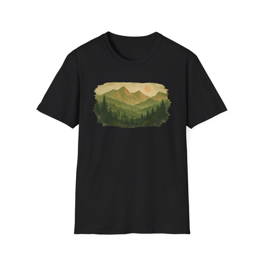 Brushstroke Green Mountain Landscape T-shirt