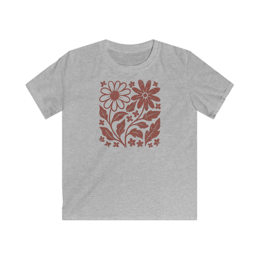 Children's Flower Friends Maroon Ink Print T-shirt