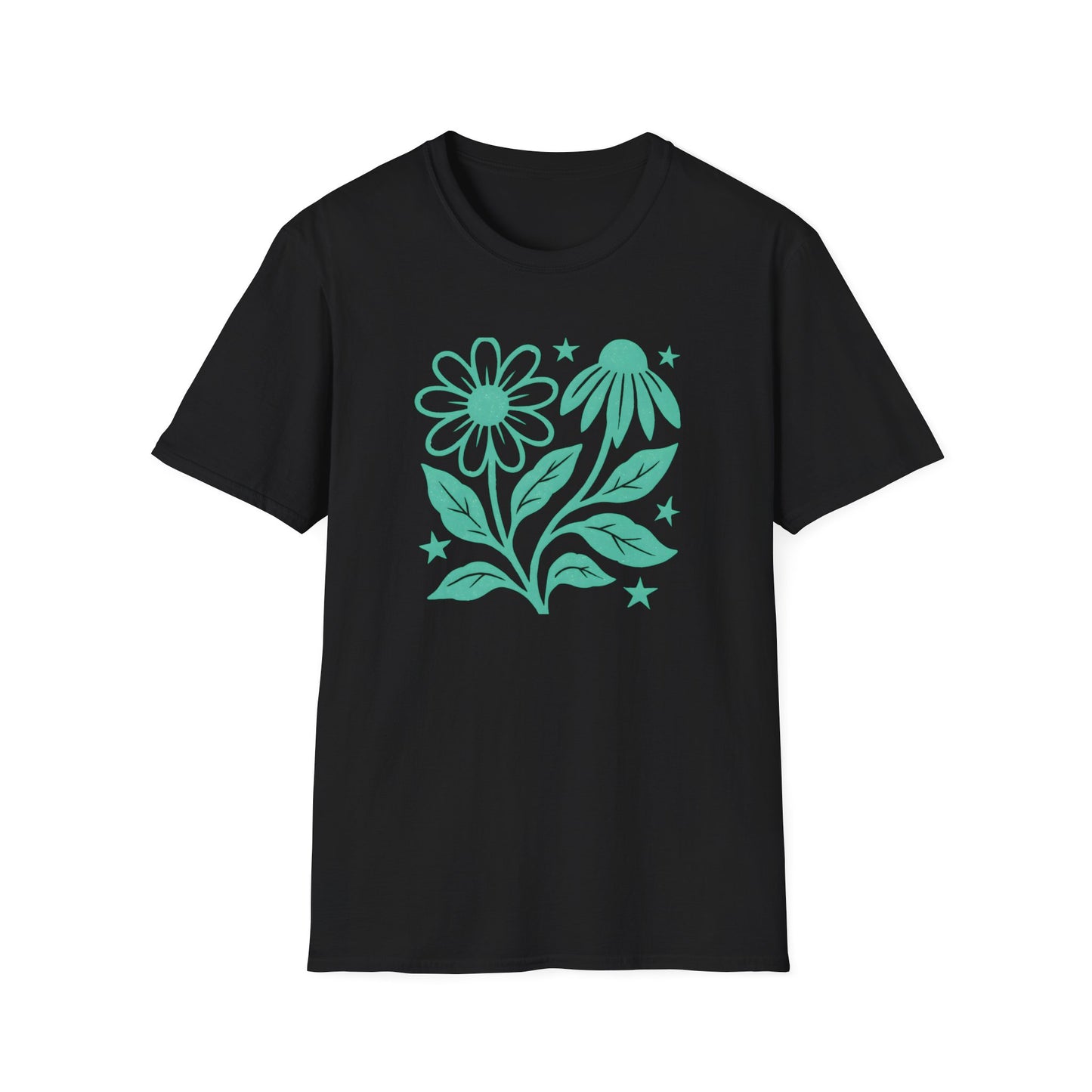 Flowers Under The Stars Ink Print T-shirt