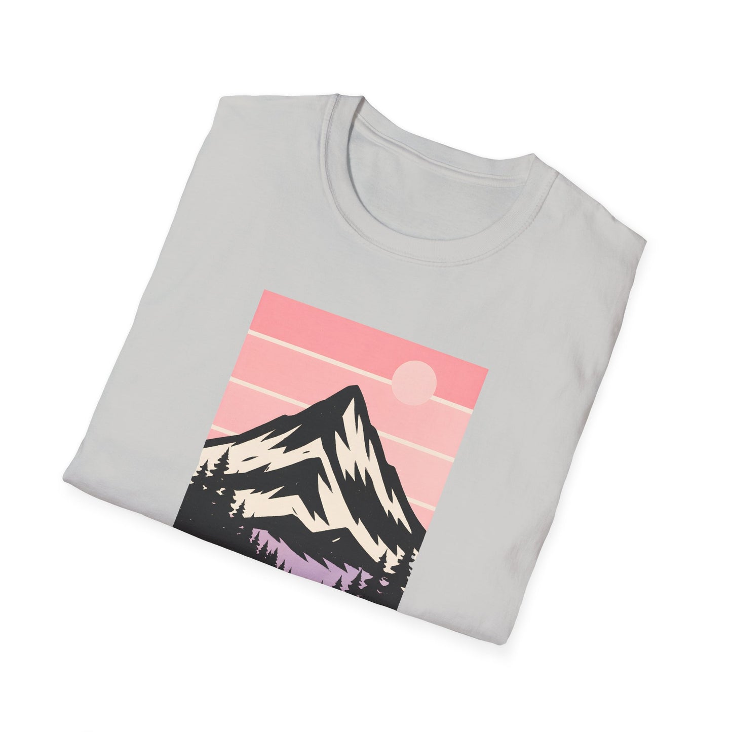 Retro Mountain Peak Pink Sunset T-shirt