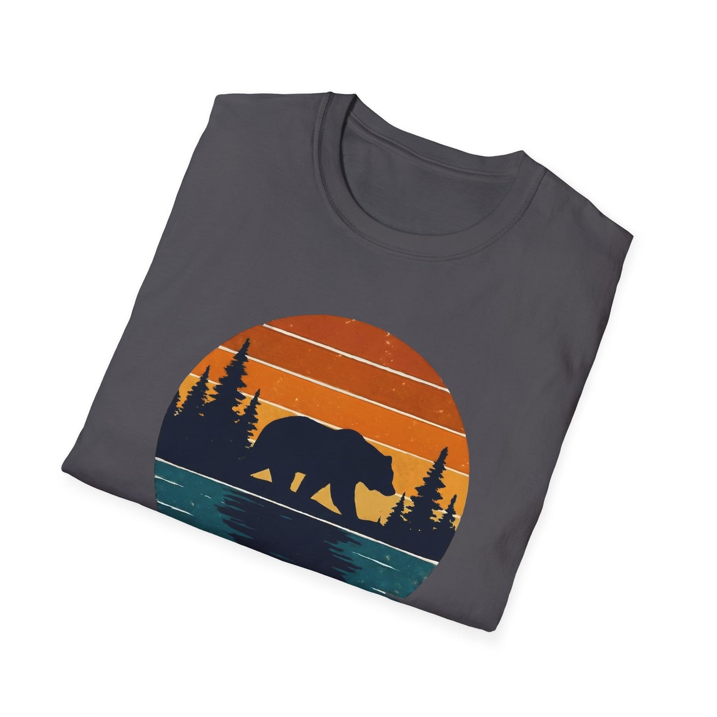 Bear Strolling In Retro Sunset T-shirt