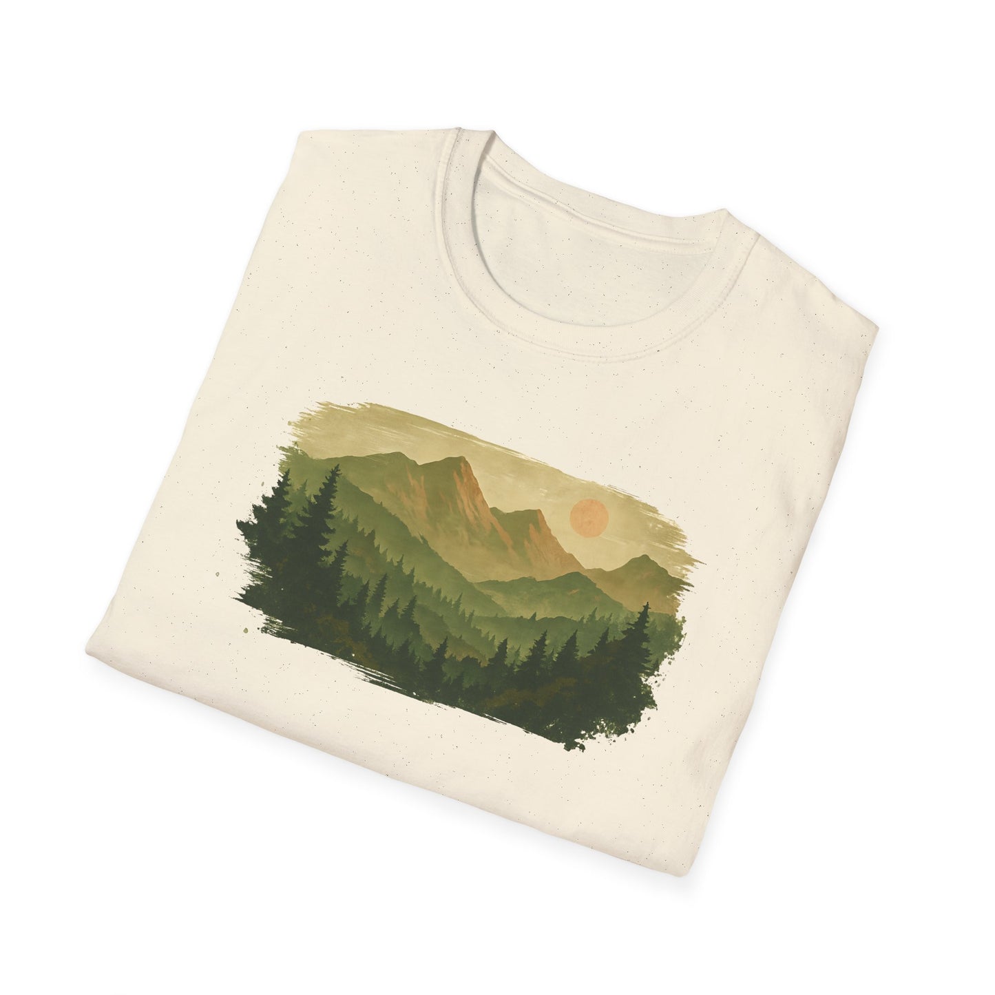 Brushstroke Green Mountain Landscape T-shirt
