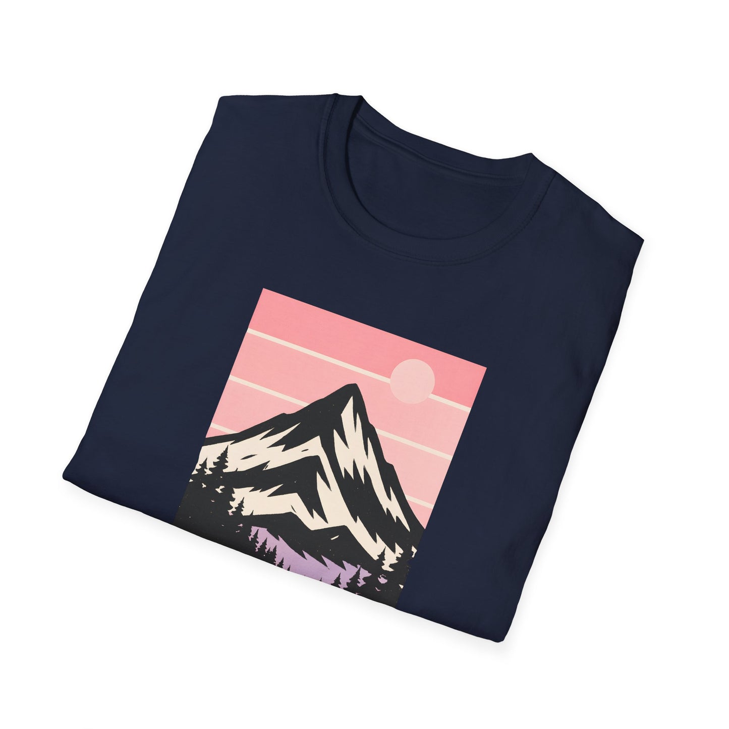 Retro Mountain Peak Pink Sunset T-shirt