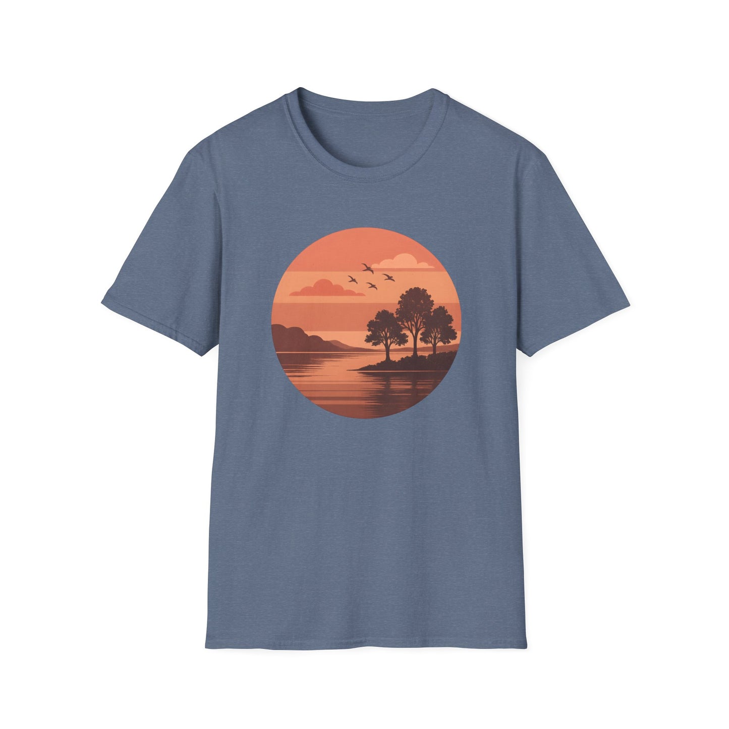 Deep Red Sunset Over Lake T-shirt