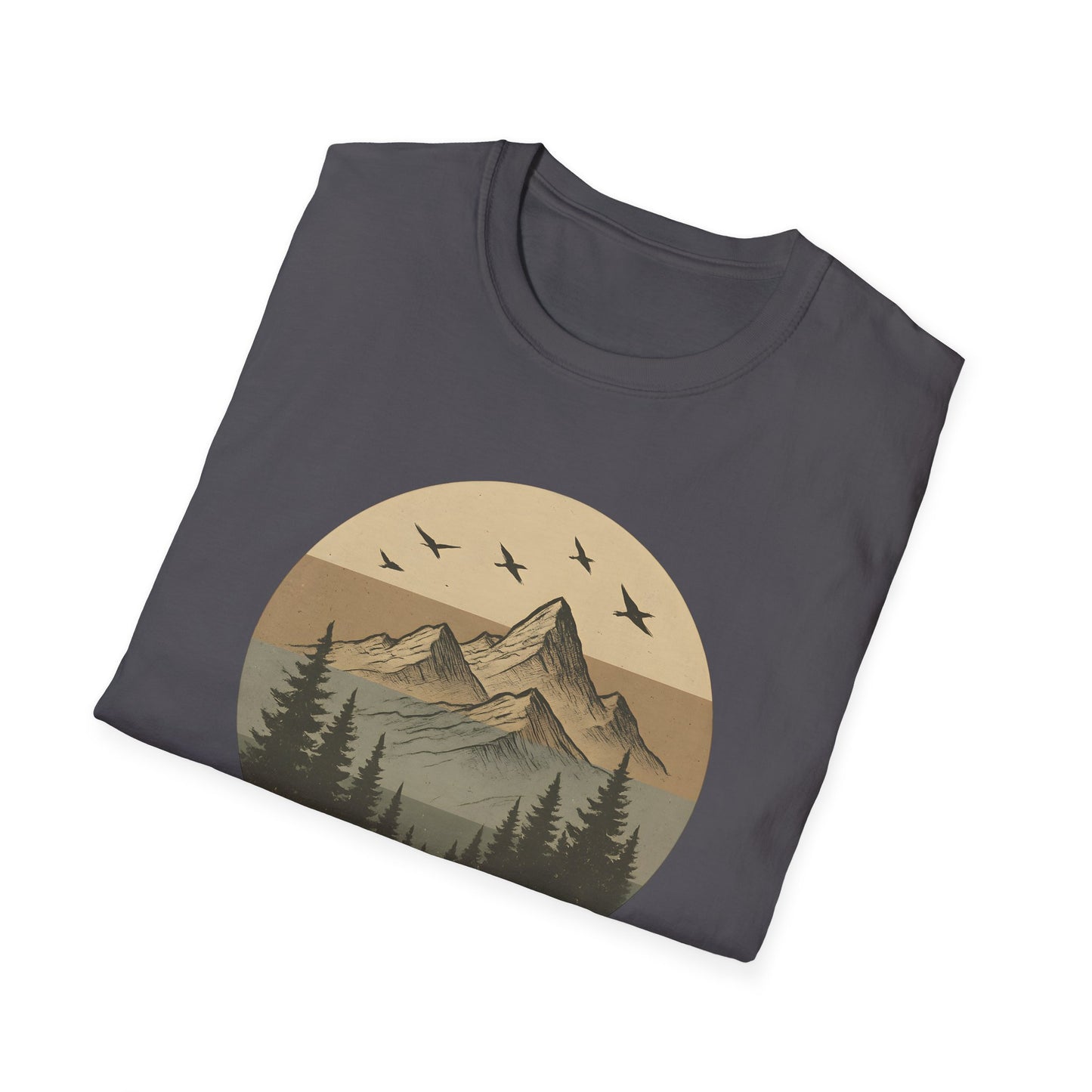 Retro Mountain Landscape Earth Tones T-shirt