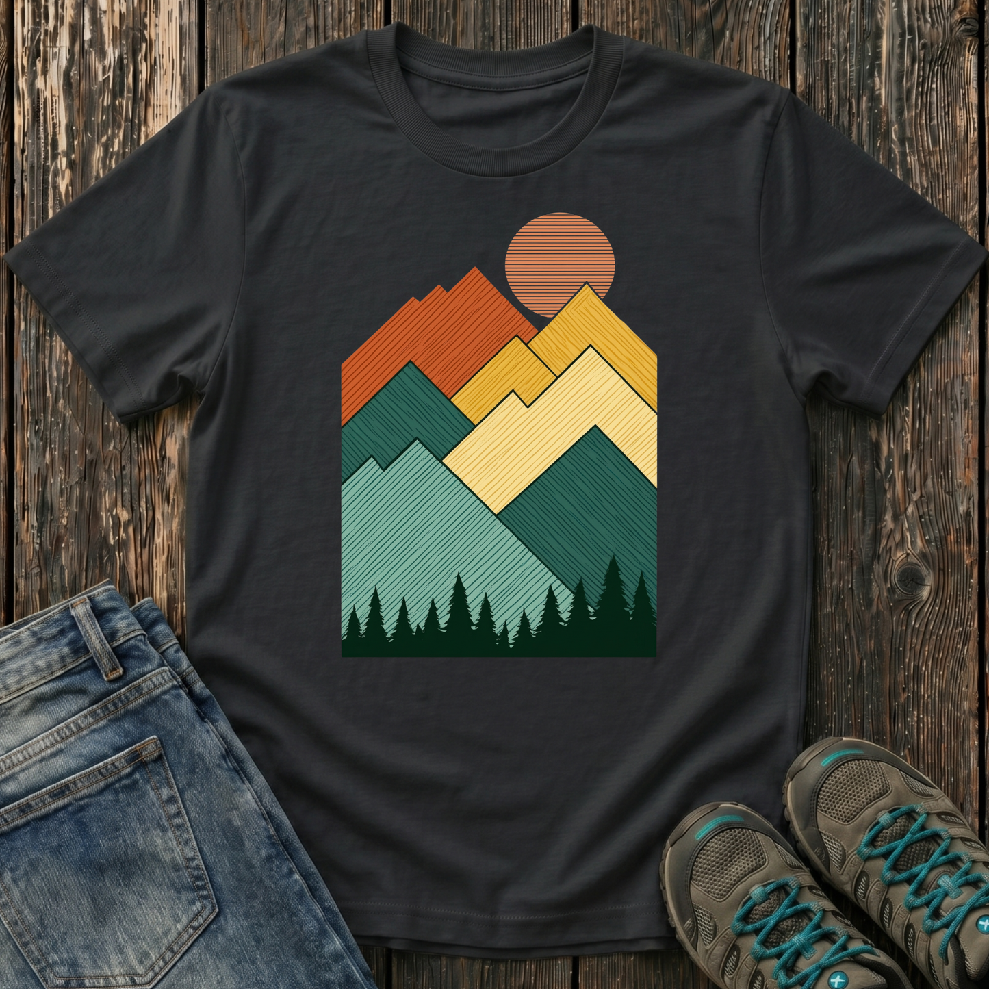 Children's Lined Mountain Sunset T-shirt