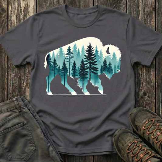 Snowbound Bison Landscape T-shirt