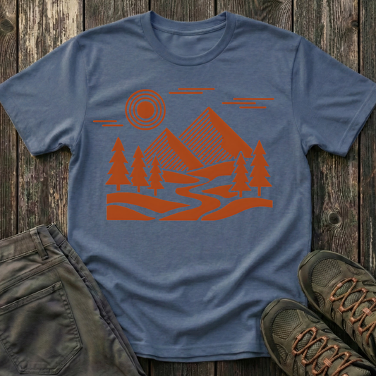 Geometric Red Landscape T-shirt