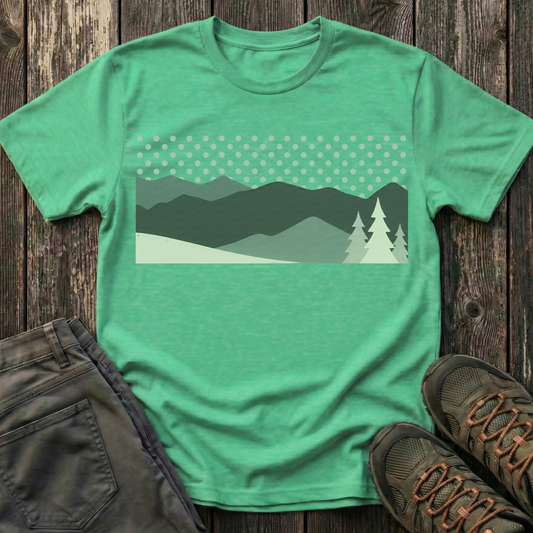 Minimalist Green Mountain Landscape T-shirt