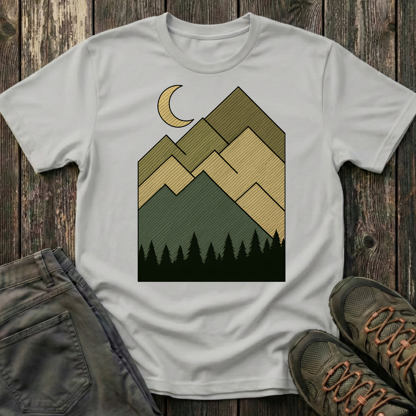 Moon Over Lined Mountains T-shirt