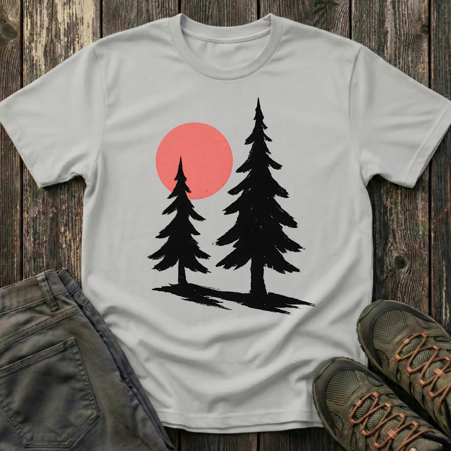 Serene Pines Under Sunset T-shirt