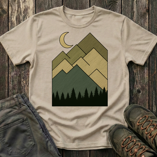 Moon Over Lined Mountains T-shirt