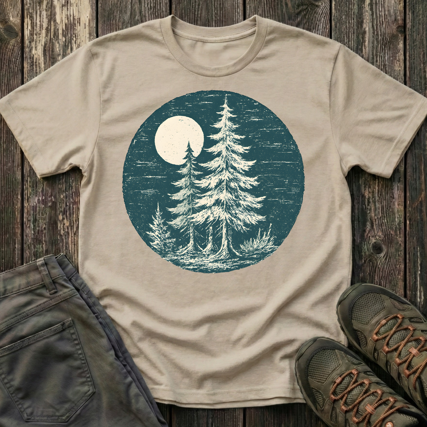 Hand Stamped Moonlit Forest T-shirt