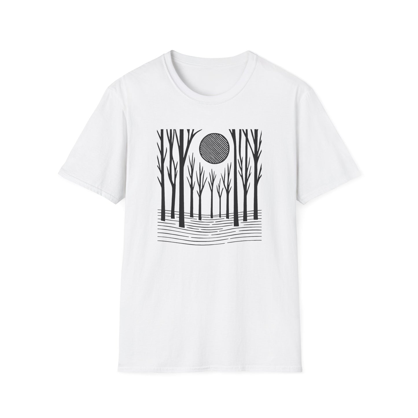 Striped Moon Over Winter Forest T-shirt