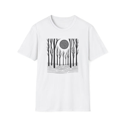 Striped Moon Over Winter Forest T-shirt