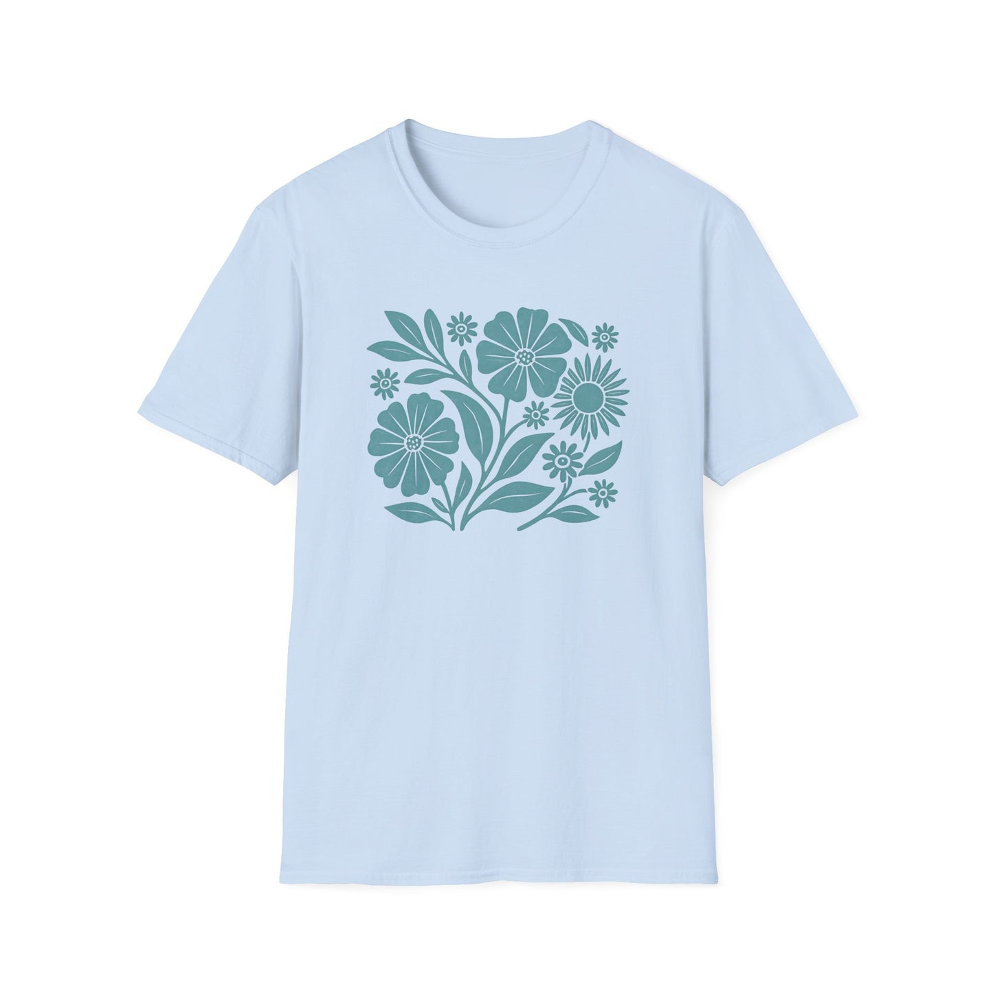 Flower Gathering Ink Print T-shirt