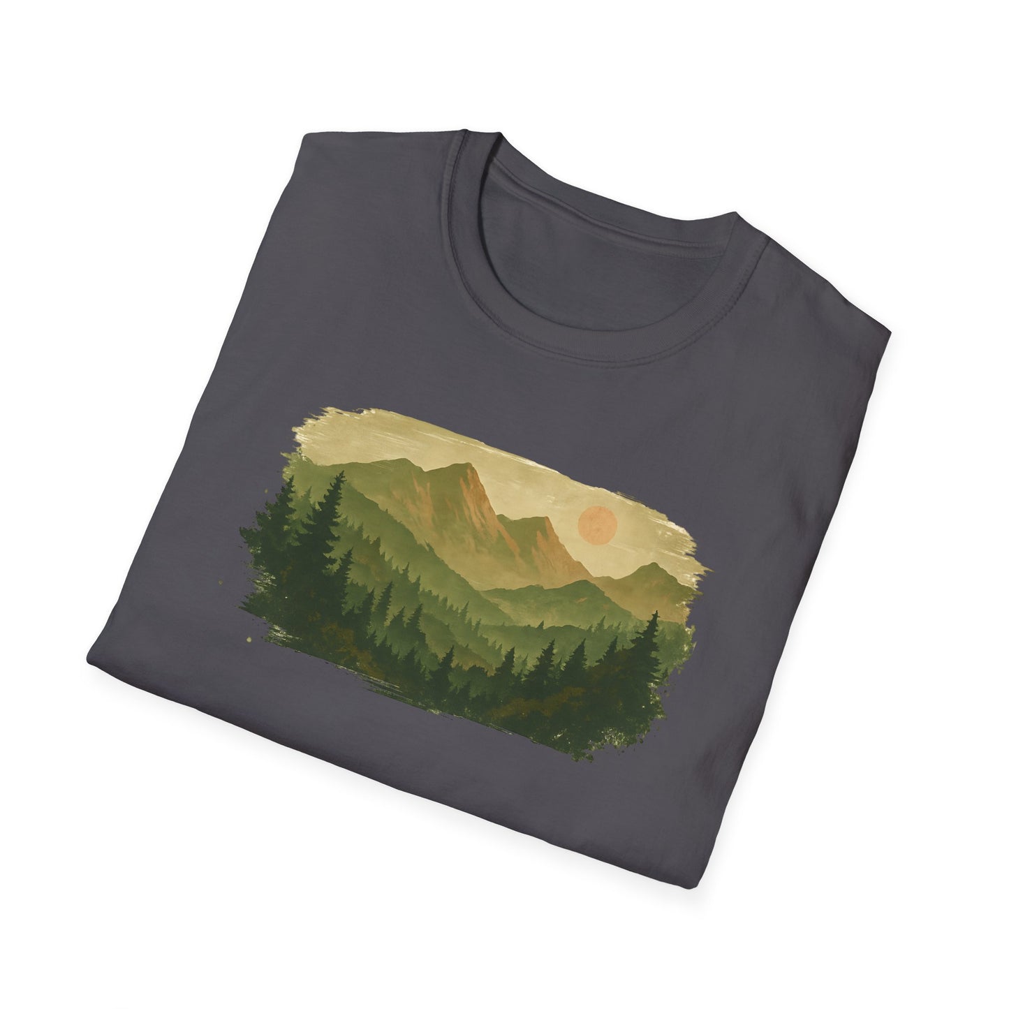 Brushstroke Green Mountain Landscape T-shirt