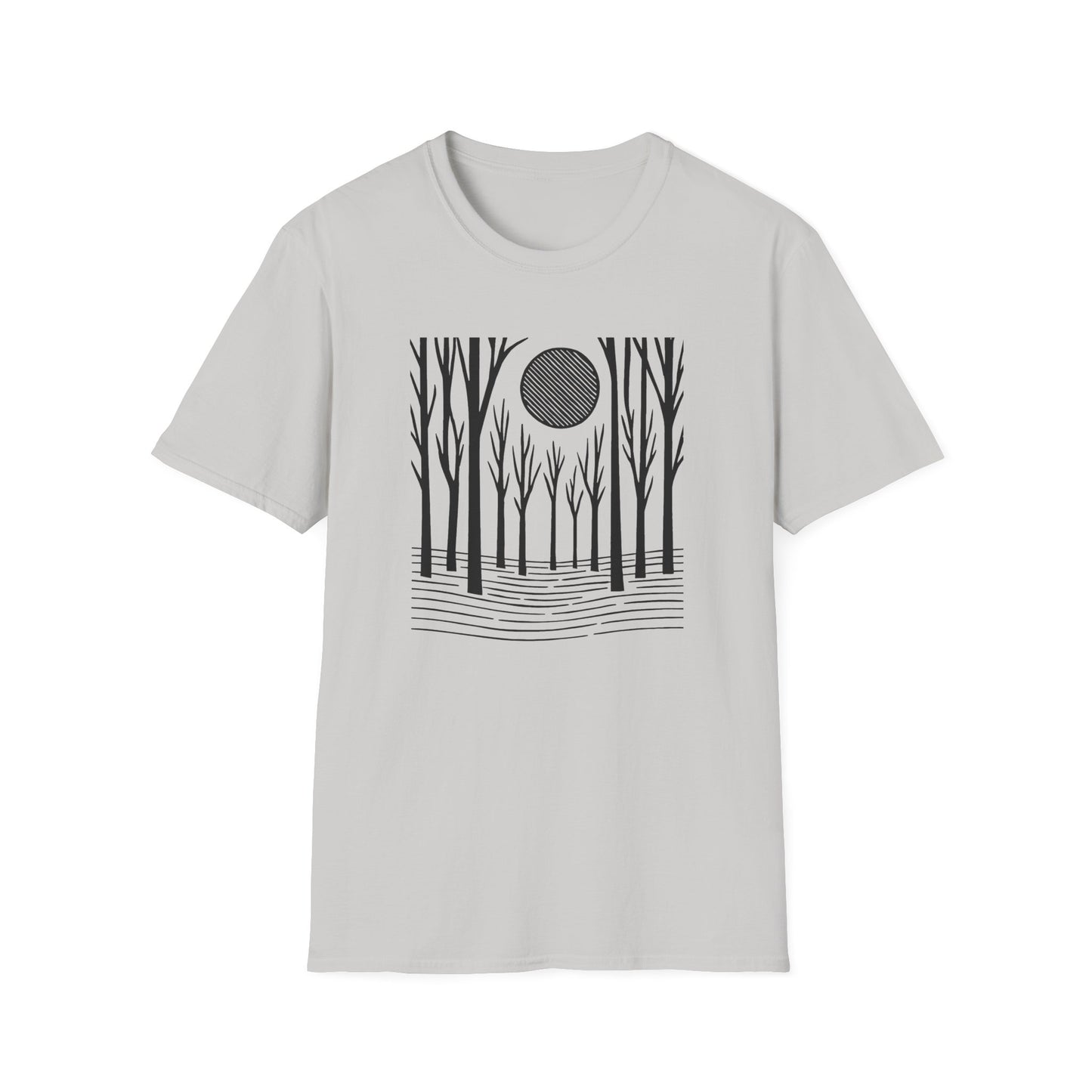 Striped Moon Over Winter Forest T-shirt