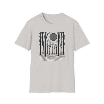 Striped Moon Over Winter Forest T-shirt