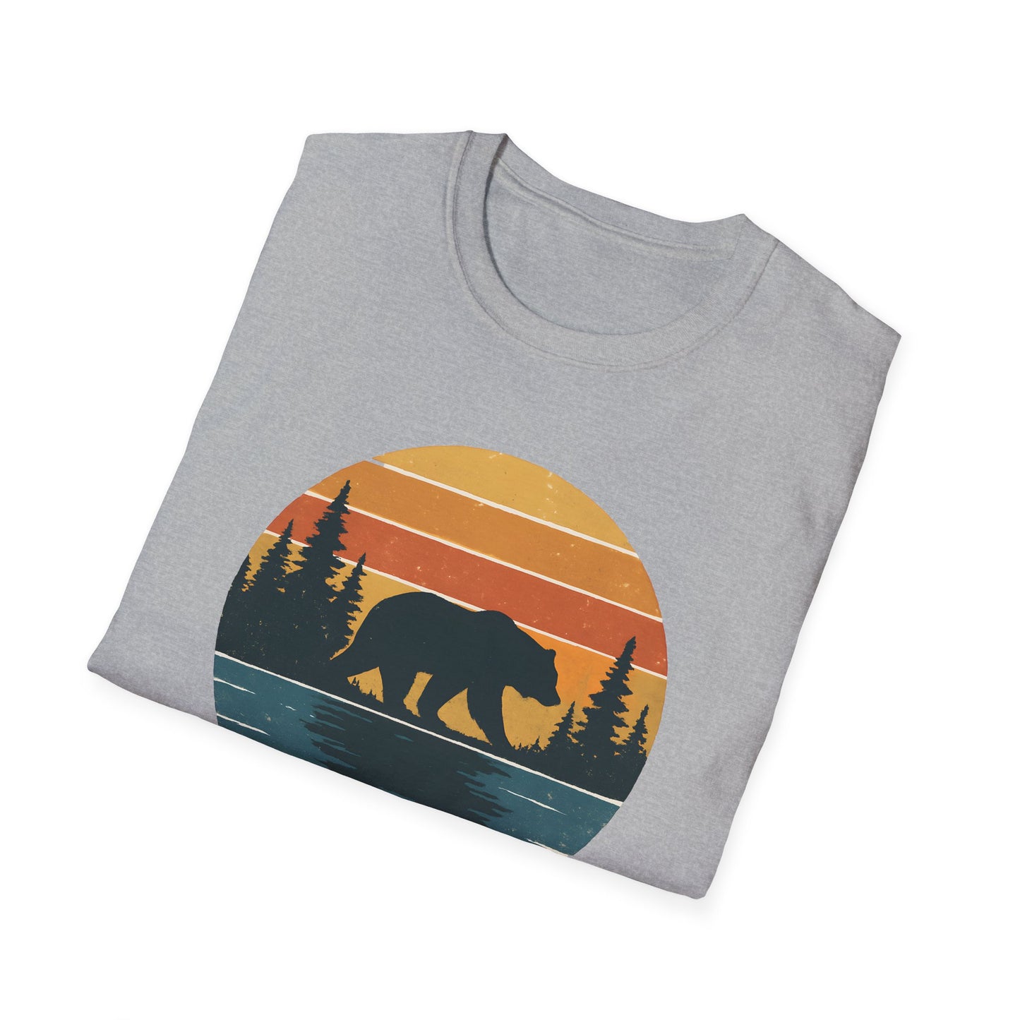 Bear Strolling In Retro Sunset T-shirt