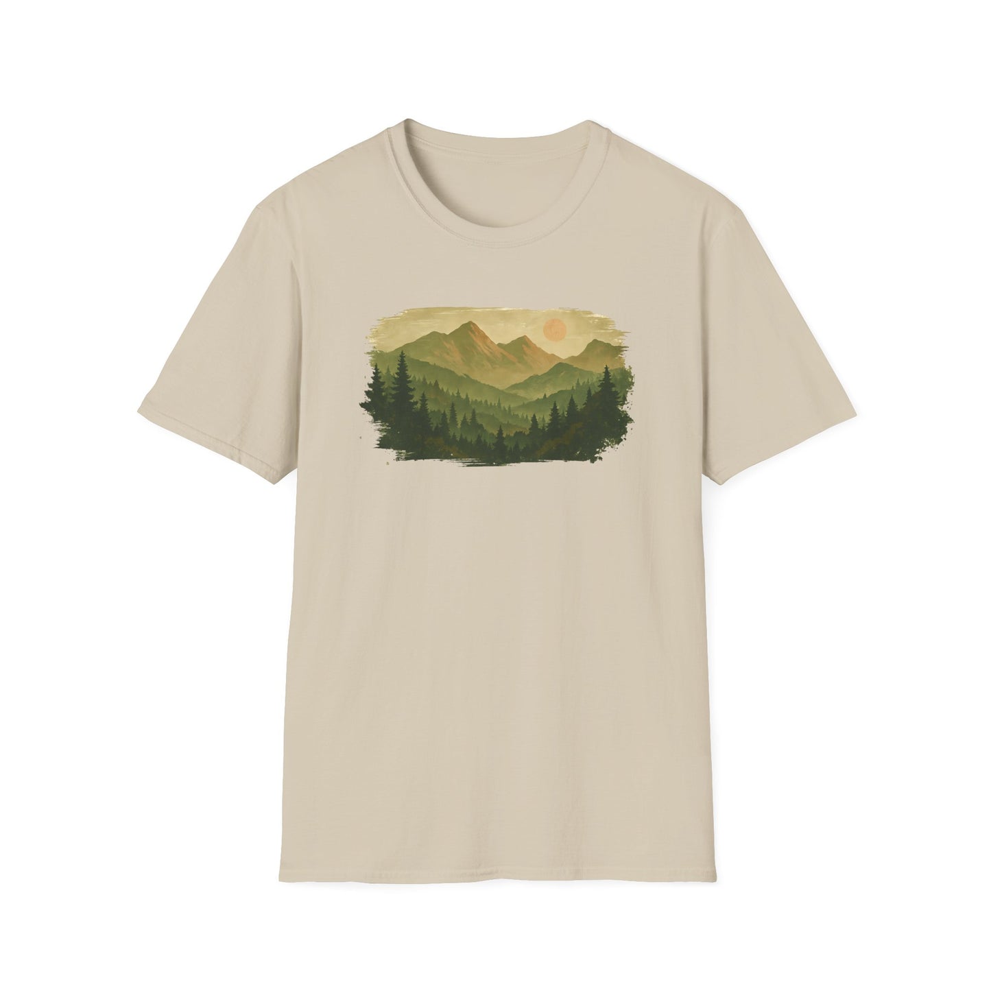 Brushstroke Green Mountain Landscape T-shirt