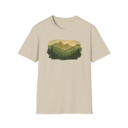 Brushstroke Green Mountain Landscape T-shirt