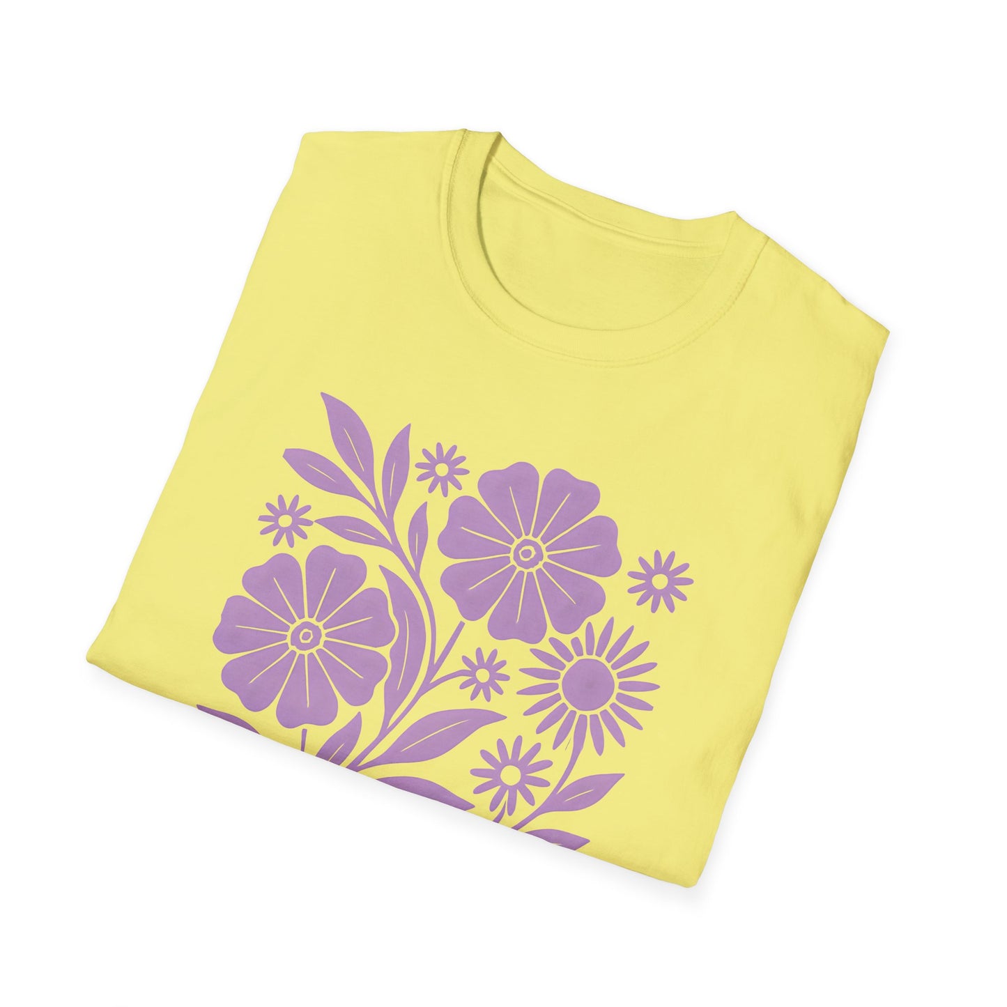 Flower Gathering Lavender Ink Print T-shirt