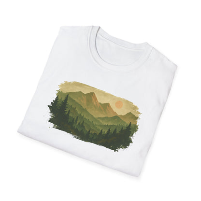 Brushstroke Green Mountain Landscape T-shirt