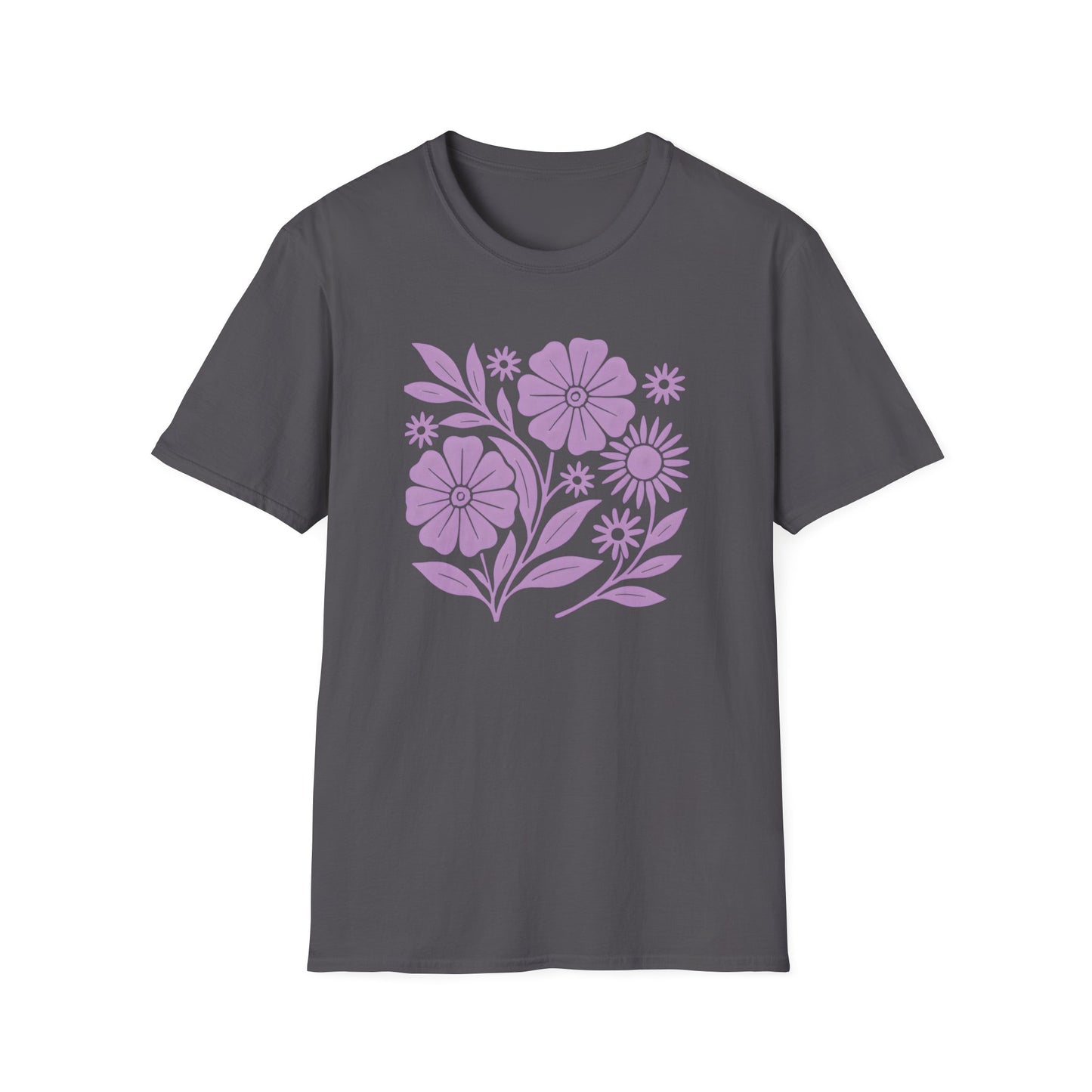 Flower Gathering Lavender Ink Print T-shirt