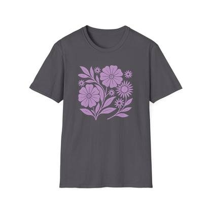 Flower Gathering Lavender Ink Print T-shirt