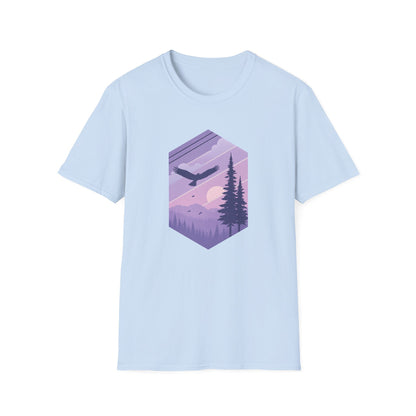 Soaring Eagle Over Purple Pines T-shirt