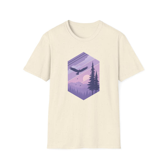 Soaring Eagle Over Purple Pines T-shirt