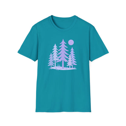 Serene Purple Forest Drawing T-shirt