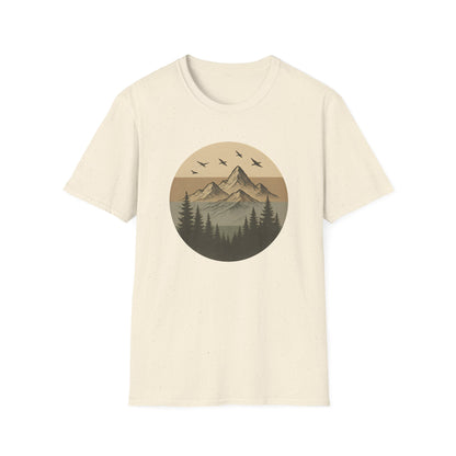 Retro Mountain Landscape Earth Tones T-shirt