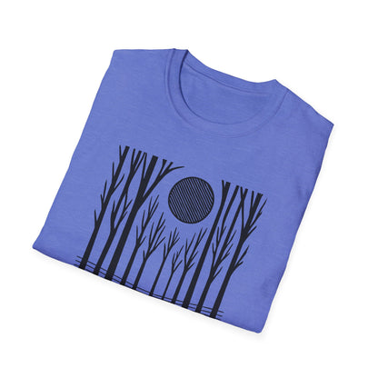 Striped Moon Over Winter Forest T-shirt