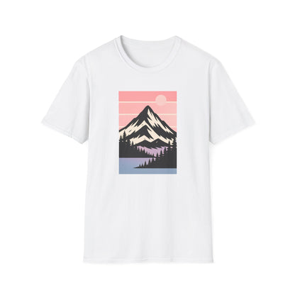 Retro Mountain Peak Pink Sunset T-shirt