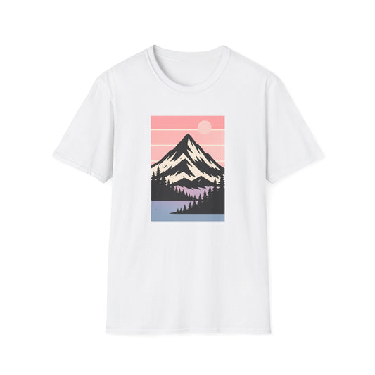 Retro Mountain Peak Pink Sunset T-shirt