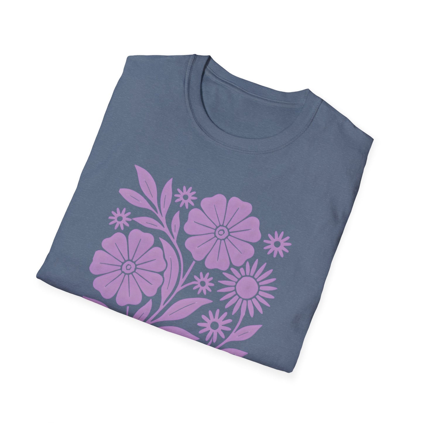 Flower Gathering Lavender Ink Print T-shirt