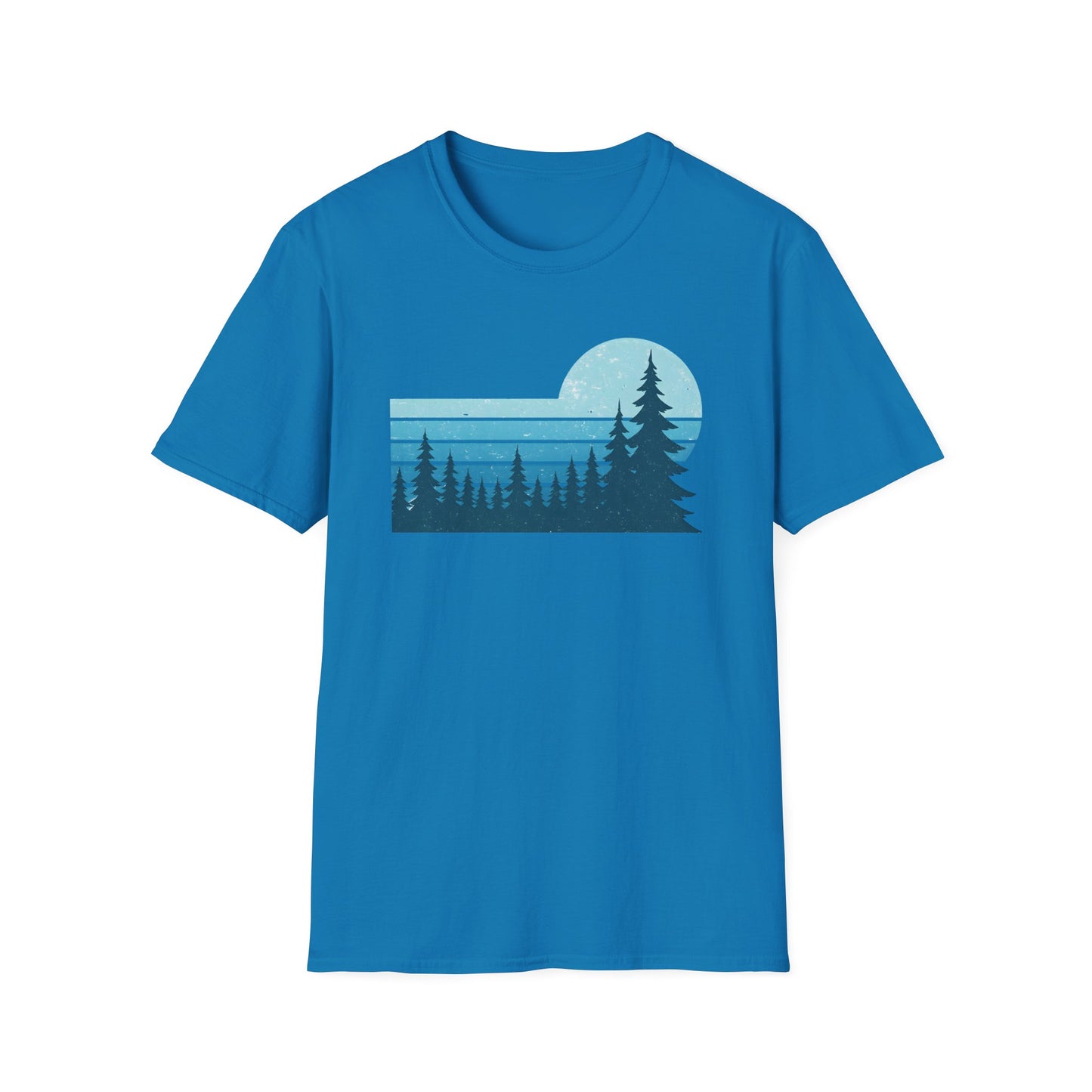 Retro Teal Sunset Over Pines T-shirt