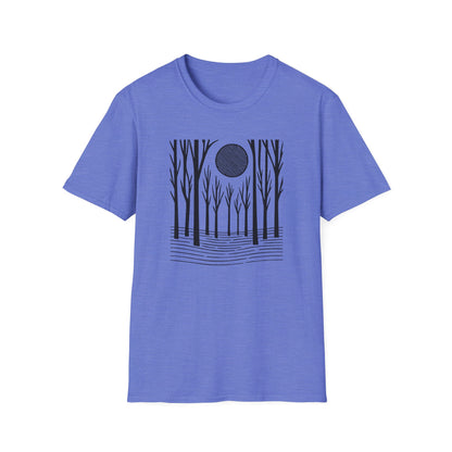 Striped Moon Over Winter Forest T-shirt