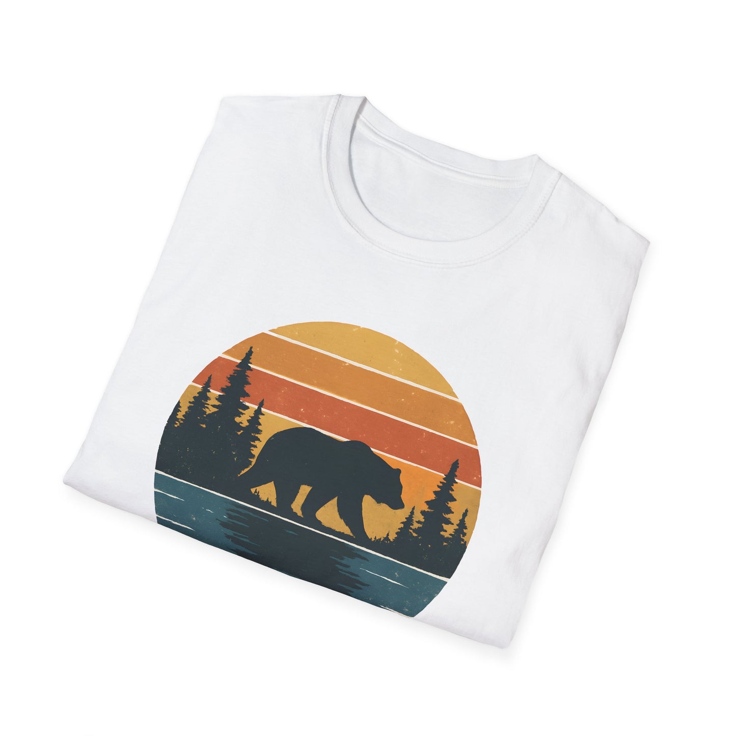 Bear Strolling In Retro Sunset T-shirt