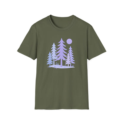 Serene Purple Forest Drawing T-shirt