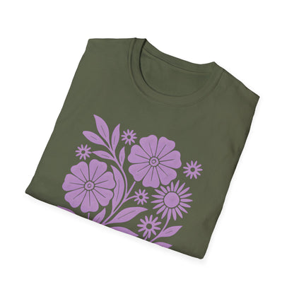 Flower Gathering Lavender Ink Print T-shirt