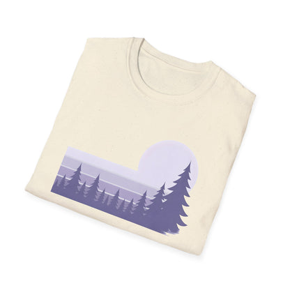 Retro Lilac Sunset Over Pines T-shirt