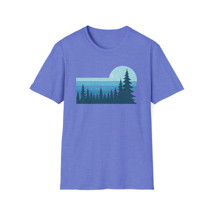 Retro Teal Sunset Over Pines T-shirt